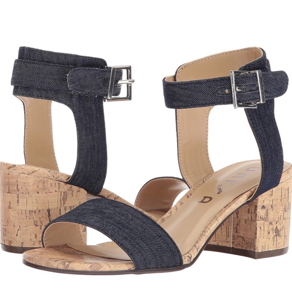 UNISA Denim and Cork Block Heel